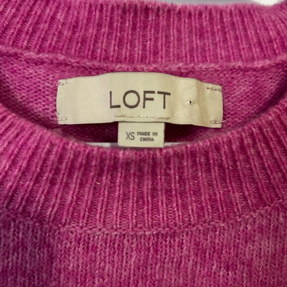 LOFT Fuchsia Pink Ruffle Knit Sweater - Picture 4 of 7